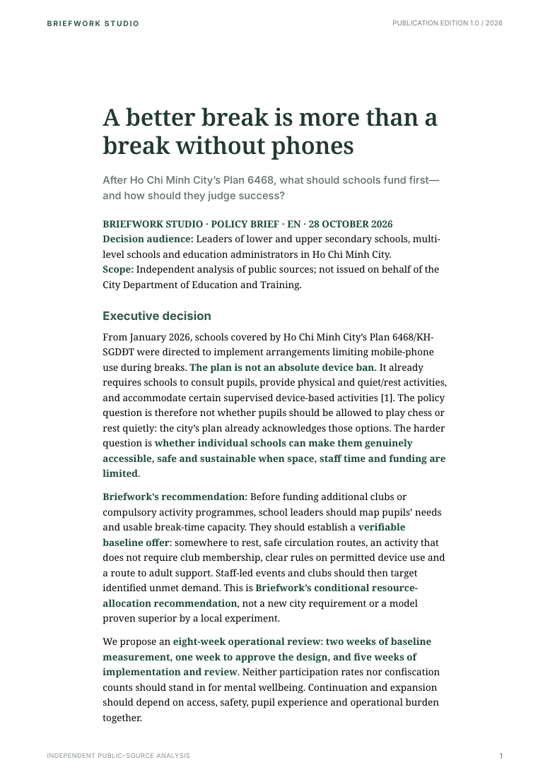 After the phone restriction, what makes a better break?